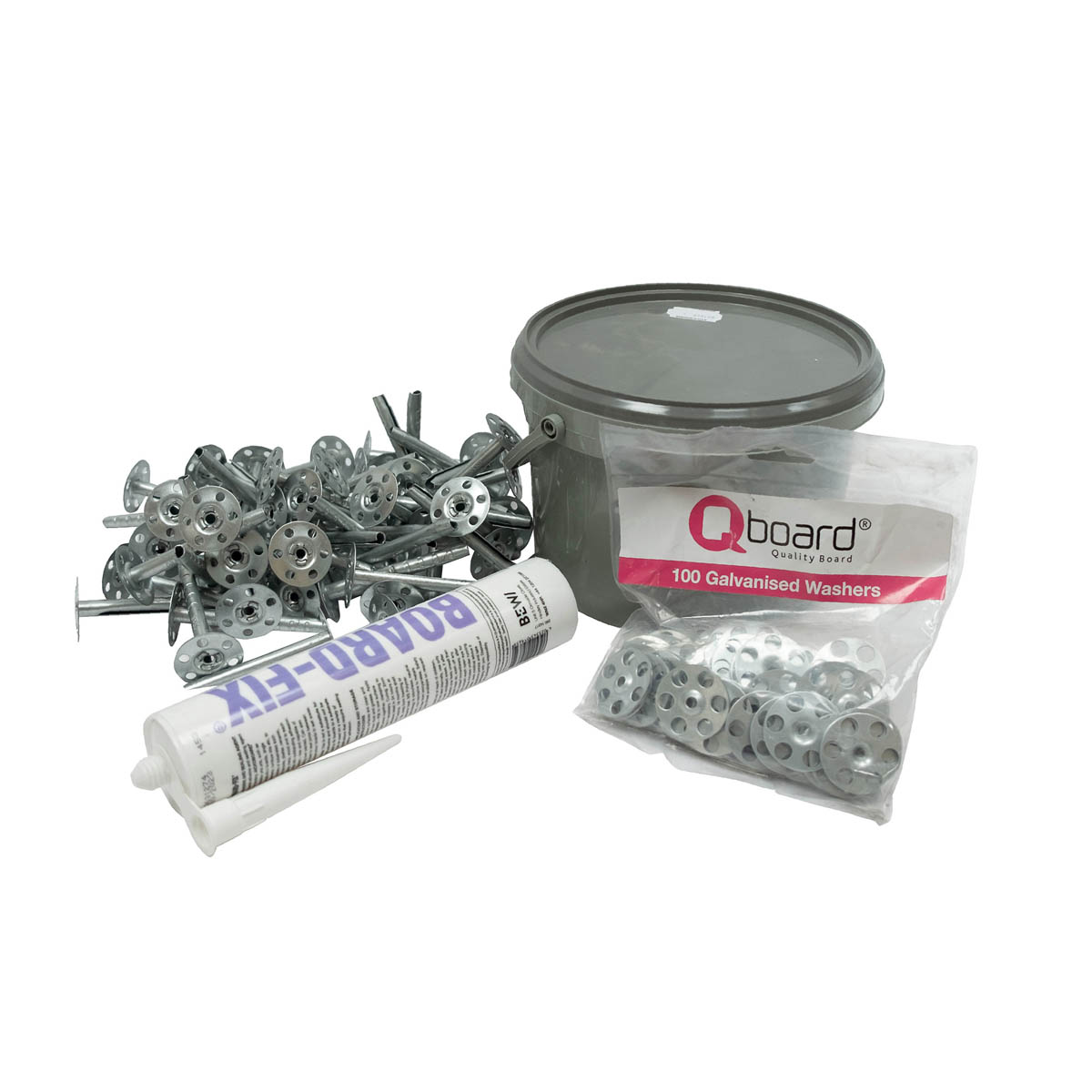 Qboard Wall Installation Kit Wet Room White Galvanised Disks (L)400mm (W)300mm - Image 2