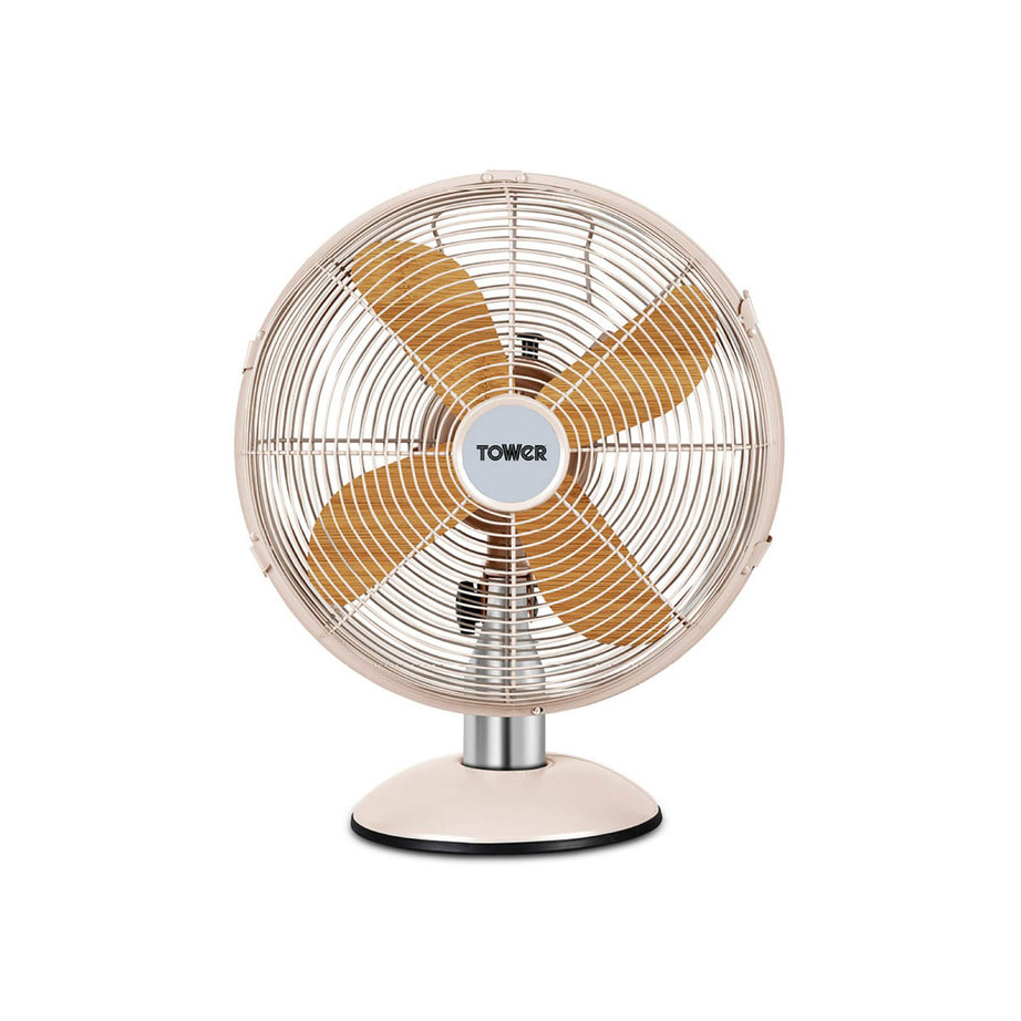 Table Fan Mini Portable Desk Home Office Oscillating 3 Speed Beige 12" 35W - Image 1