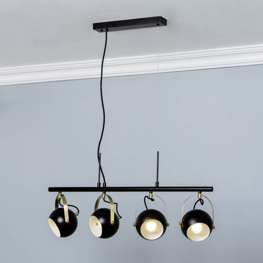 Black Ceiling Light Matt 4 Way Adjustable LED GU10 Retro Pendant Bedroom - Image 1