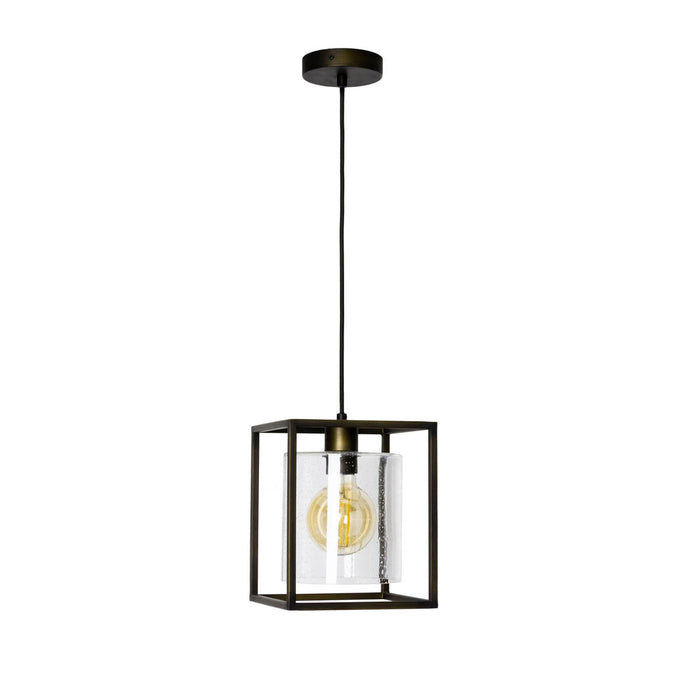 Pendant Ceiling Light LED Glass Steel Matt Bronze Effect Square Adjustable - Image 3