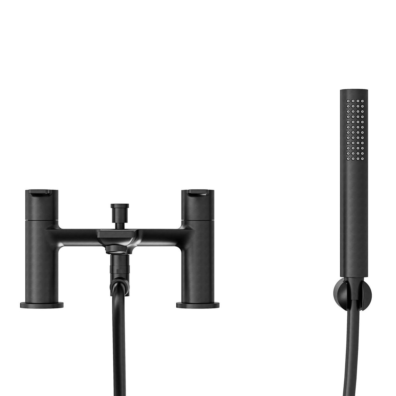 GoodHome Akita Matt Black Deck-mounted Bath mixer tap with shower kit - Image 4