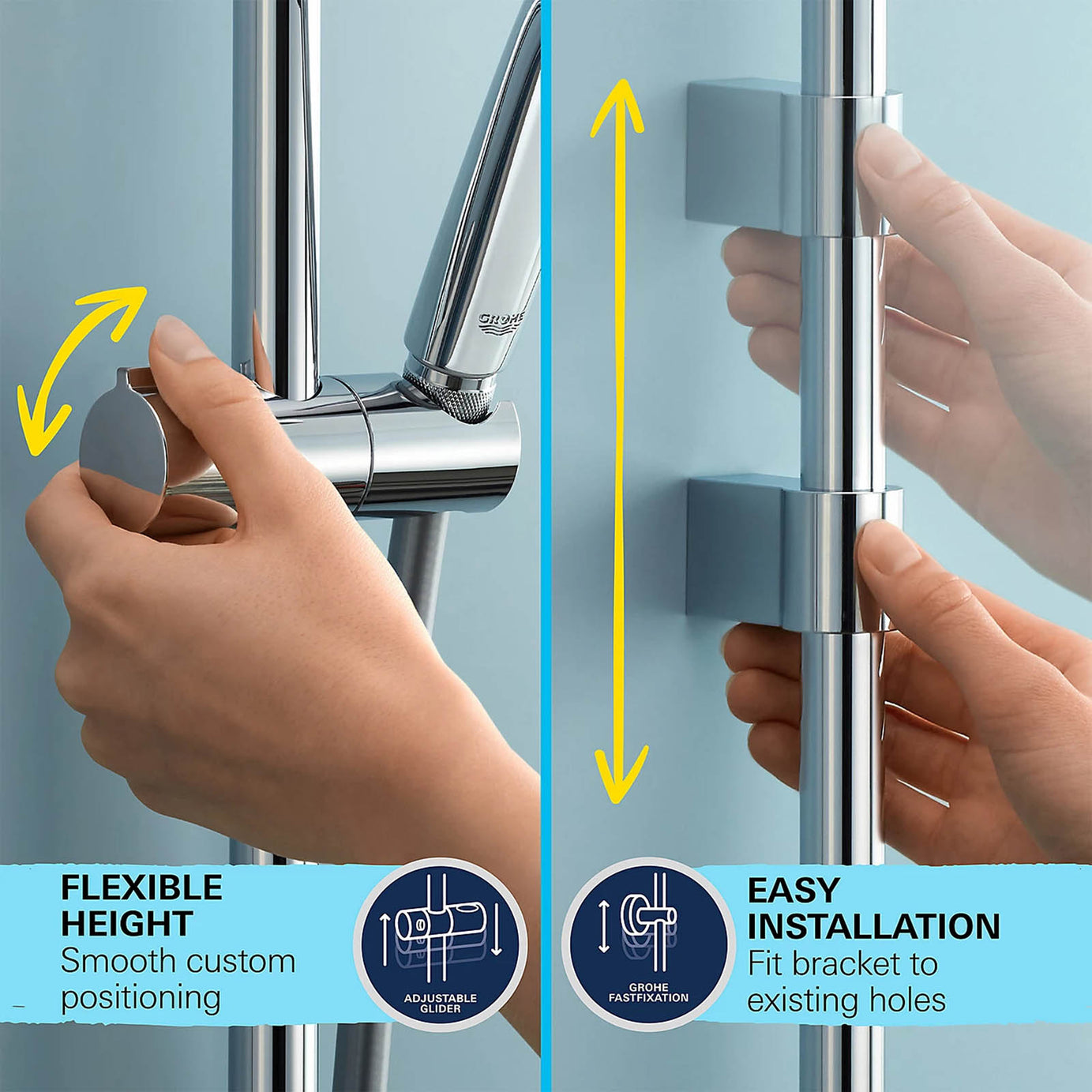 Grohe Vitalio Joy 260 Thermostatic Mixer Shower 2 Head Chrome Bar - Image 10