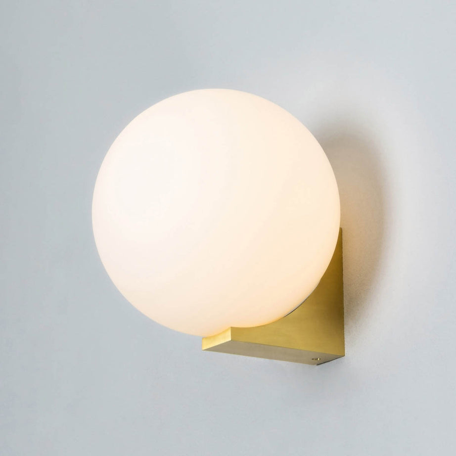 Bathroom Wall Light LED Frosted Glass Metal Globe Satin Brass Contemporary - Image 1
