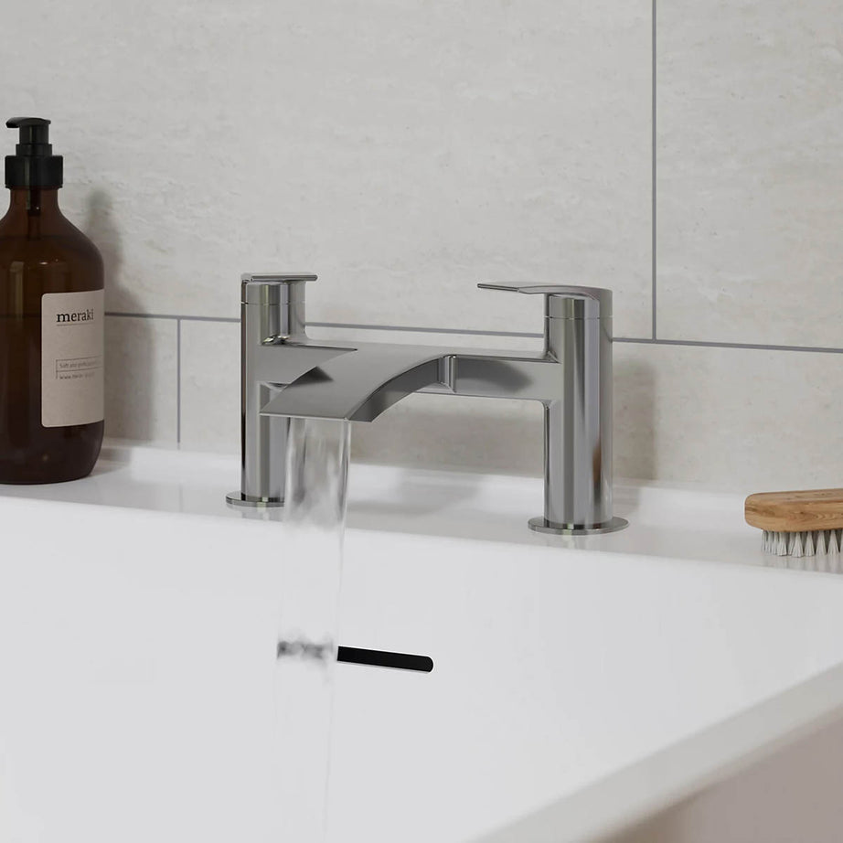 Bath Filler Tap Mixer Gloss Chrome Lever Waterfall Spout Bathroom Modern - Image 5