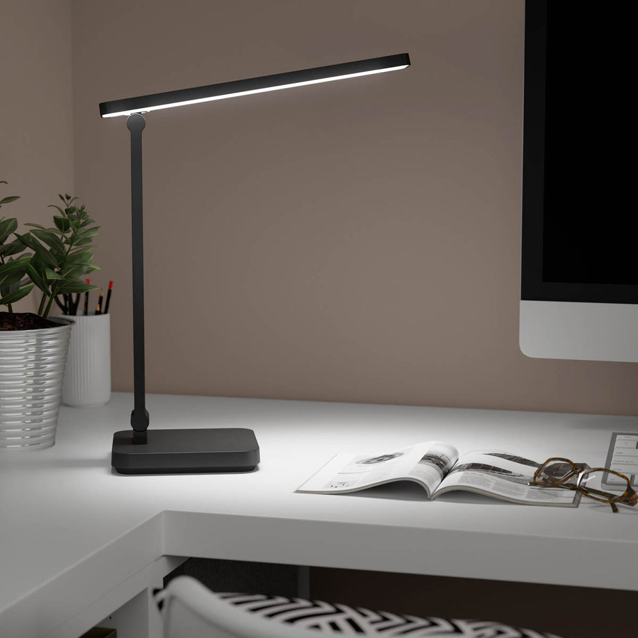 LED Table Lamp Matt Black Dimmable 350lm Touch Control Living Bedroom Office - Image 3