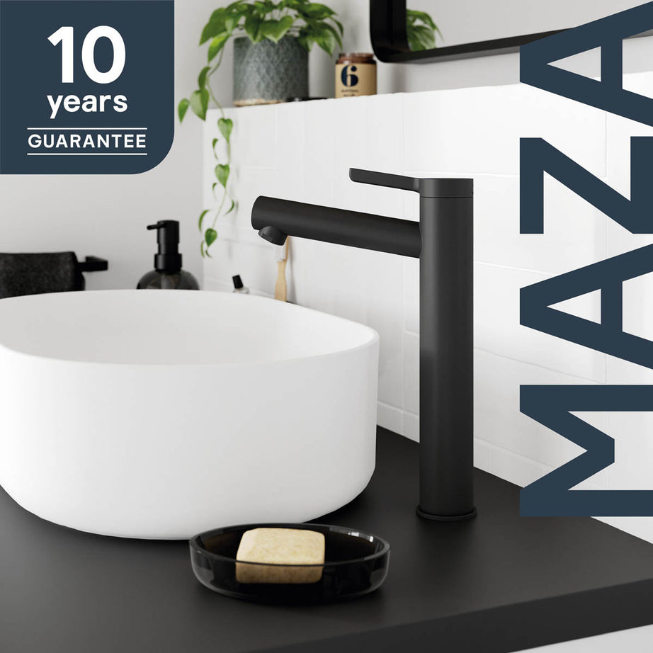 Bathroom Basin Tap Mixer Matt Black Round Single Lever Ceramic Cartridge Modern - Image 3
