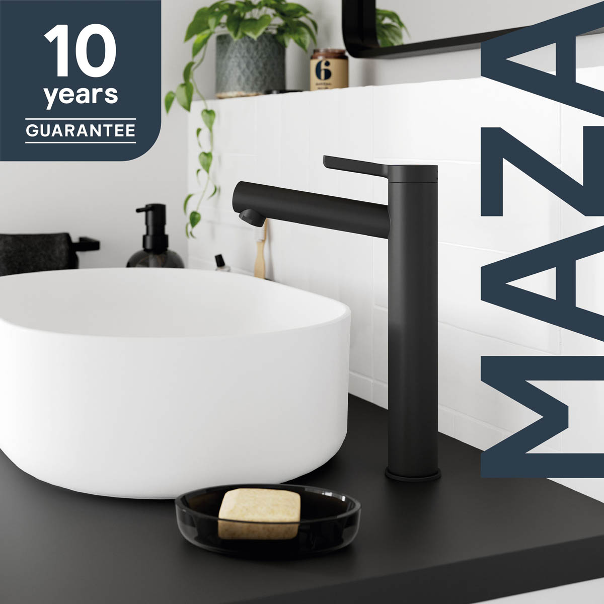 Basin Mixer Tap XL Brass Zinc Alloy Matt Black Round Single Lever Modern - Image 3