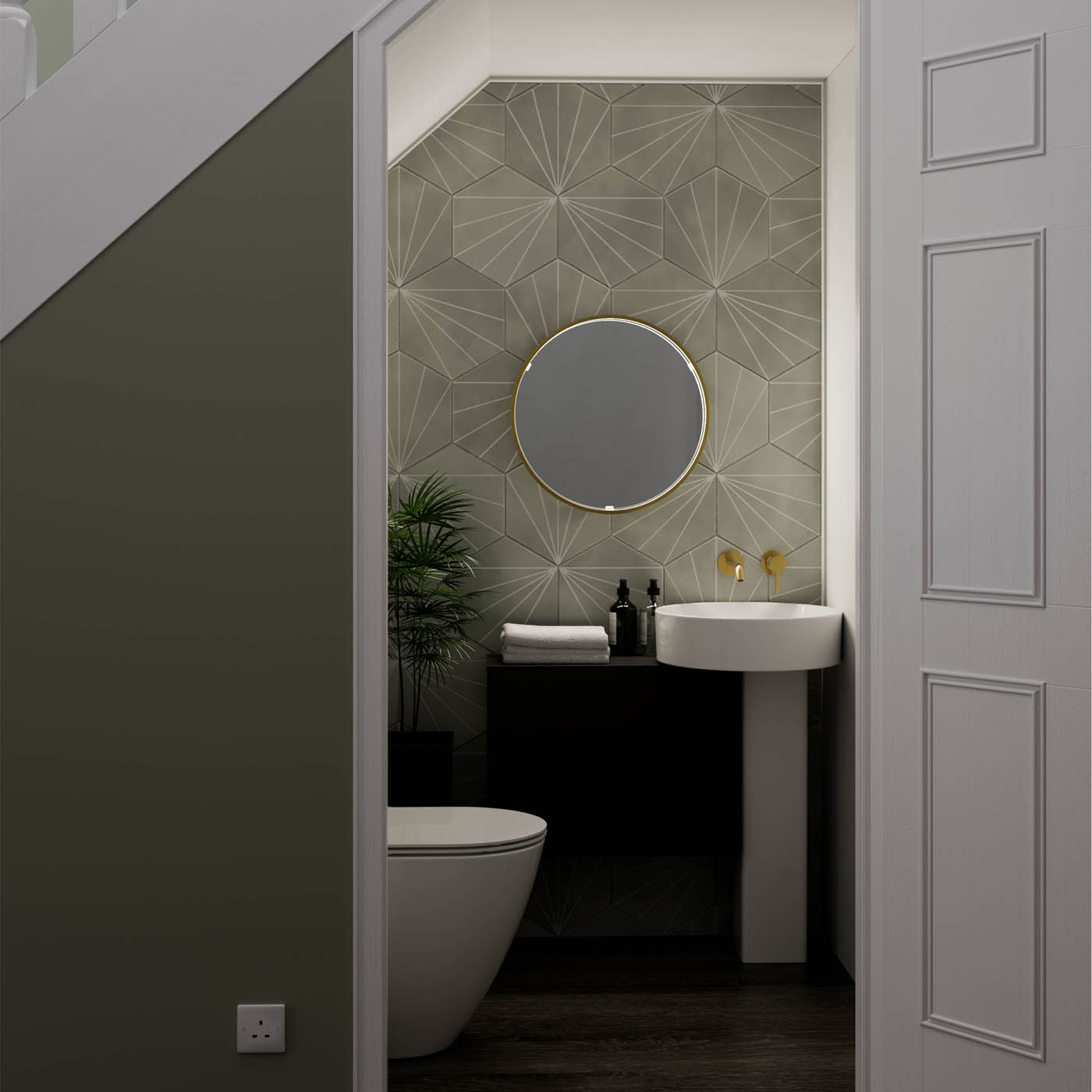 Sensio Aspect Brass effect Circular Wall-mounted Bathroom Illuminated Modern Illuminated mirror (H)60cm (W)60cm - Image 2