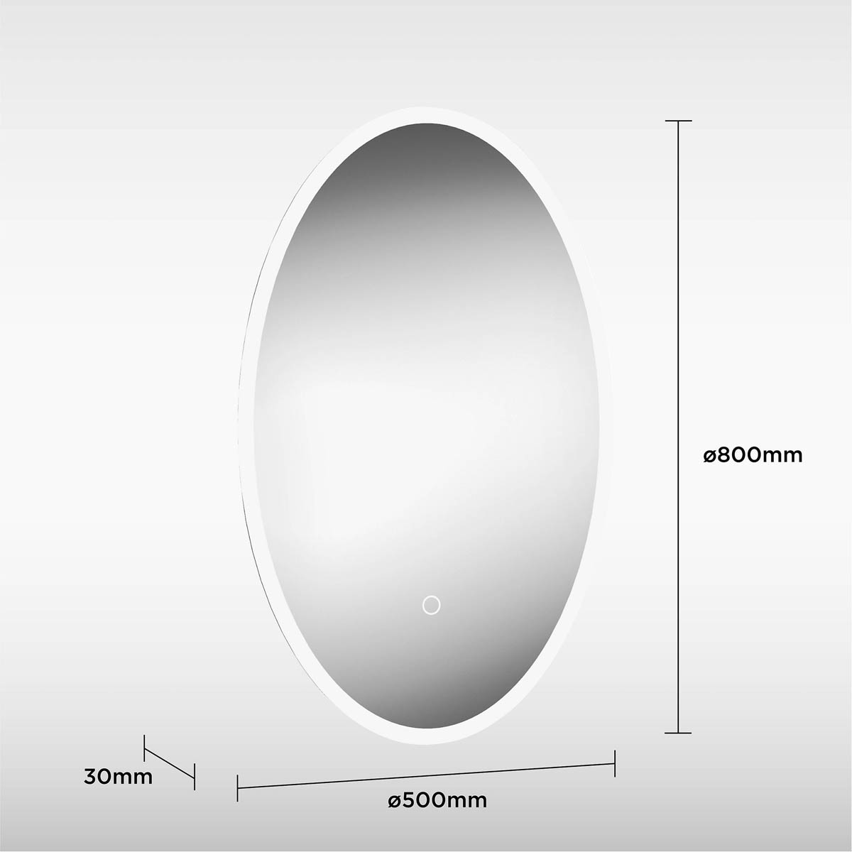 Sensio Illuminated Bathroom Mirror Oval LED Light Touch Sensor (H)80x(W)50cm - Image 3