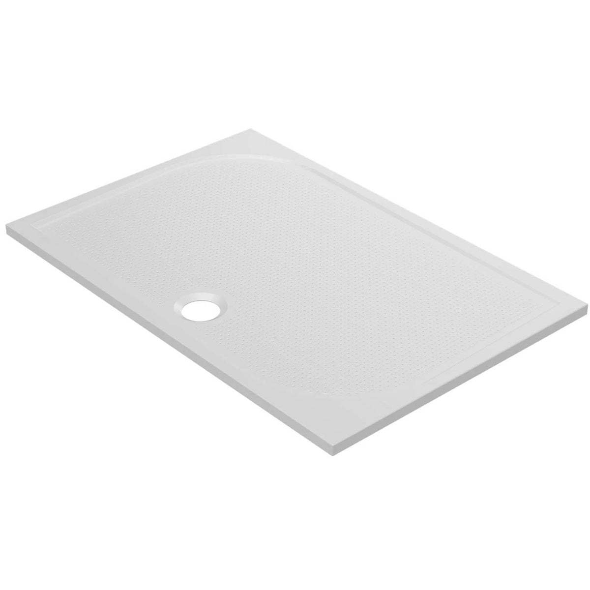 Shower Tray Limski White Rectangular 27mm Centre Drain Anti Slip Flat Modern - Image 1
