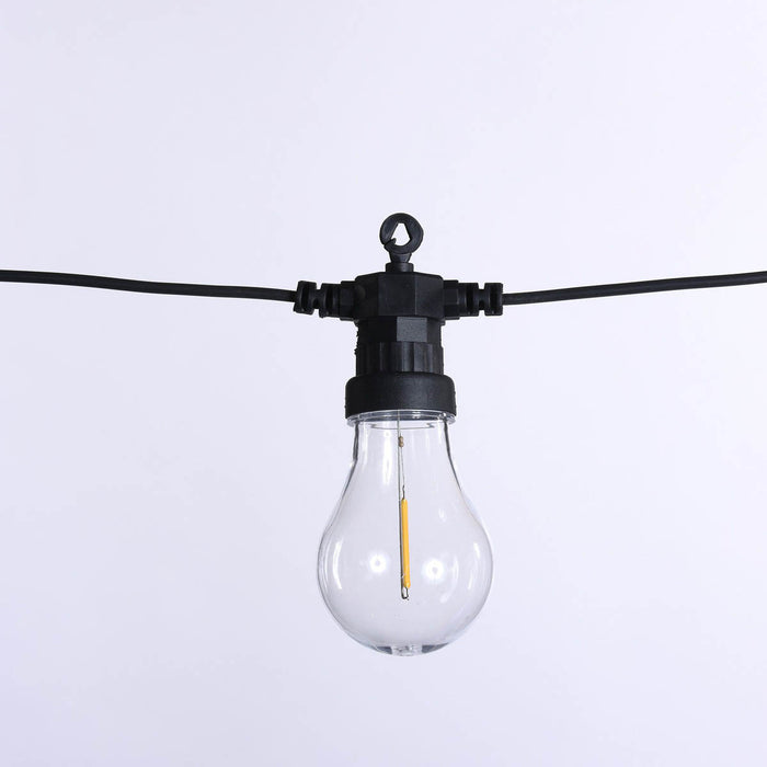 Outdoor Festoon String Lights 20 LED Plastic Black Warm White Weatherproof - Image 1