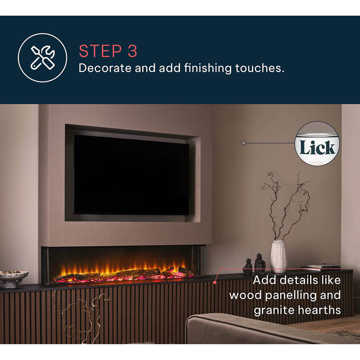 Focal Point Electric Fire 2kW Black Wall Mounted Fireplace Log Effect Remote - Image 6