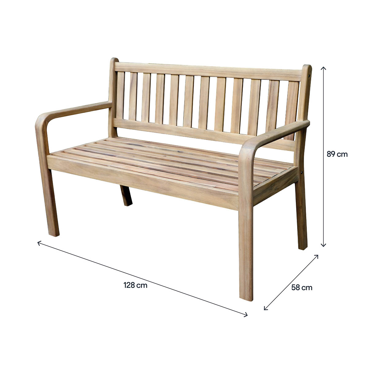 Garden Bench 2 Seater Natural Wooden Seating Furniture Outdoor Patio Balcony - Image 4