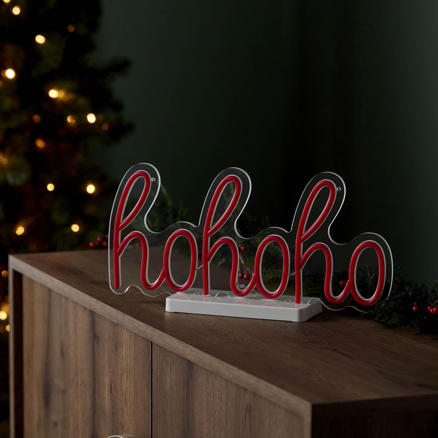 Christmas LED Silhouette Hohoho Indoor Pre-lit Red Light Timer Home Decoration - Image 6