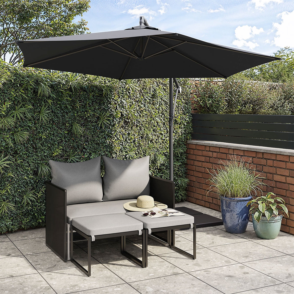 Inca Grey Metal 4 Seater Modular Dining Set Outdoor Garden Furniture - Image 9