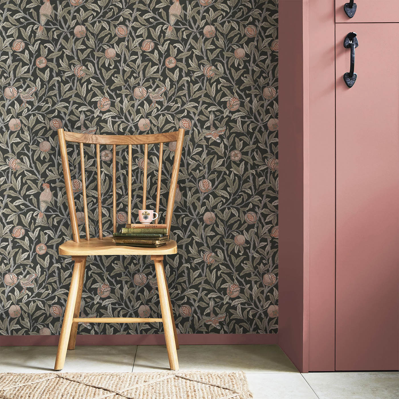William Morris Smooth Wallpaper Gallery Collection Charcoal Bird & Pomegranate - Image 2