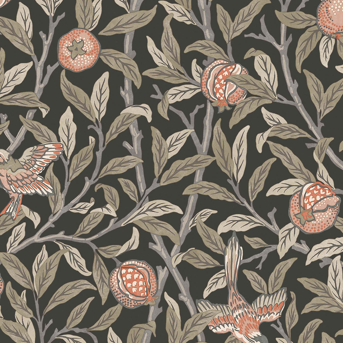 William Morris Smooth Wallpaper Gallery Collection Charcoal Bird & Pomegranate - Image 5