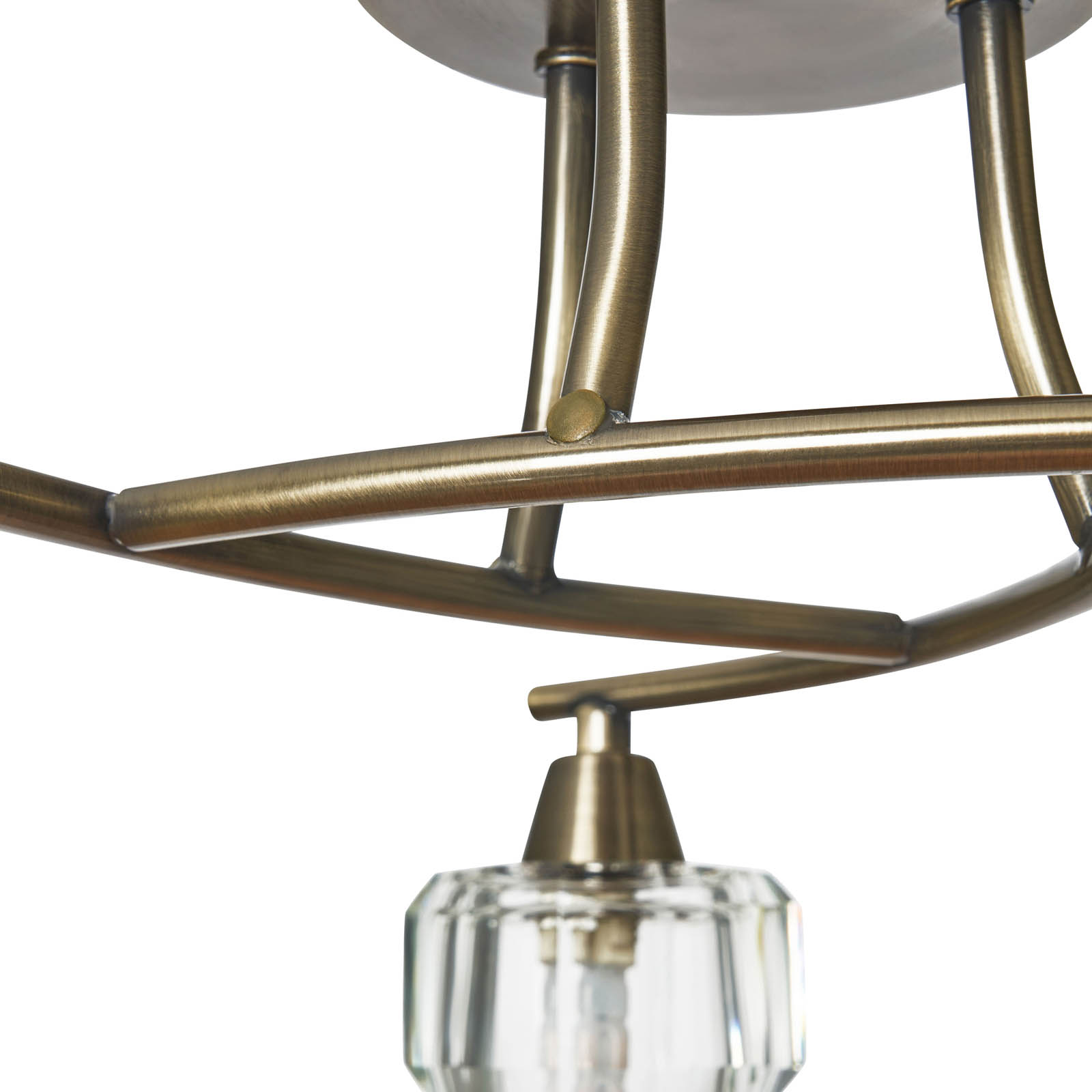 Ceiling Light LED 3 Lamp Warm White Satin Glass Metal Antique Brass Effect - Image 7