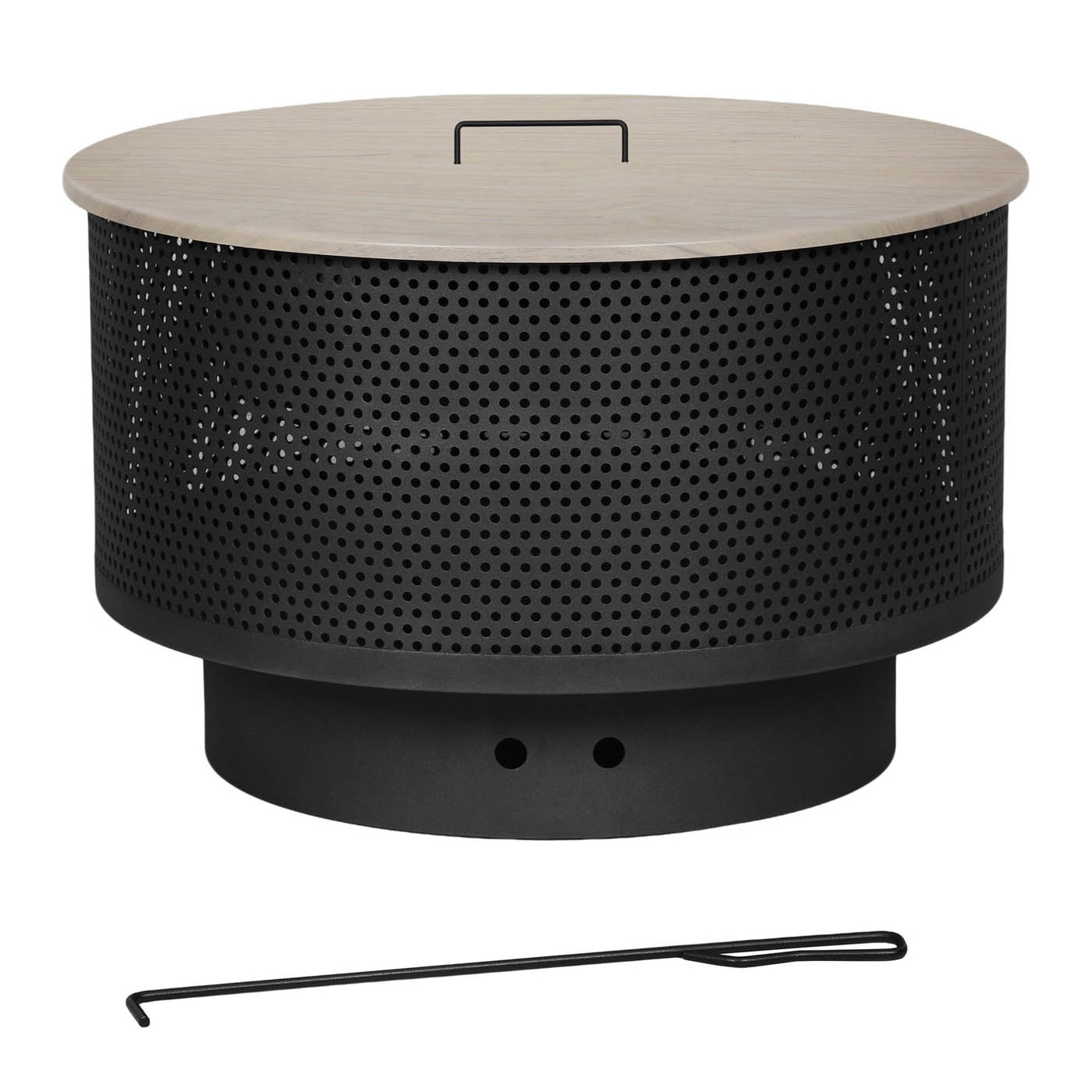 GoodHome Firepit Table Aconite Steel Matt Black Round - Image 1
