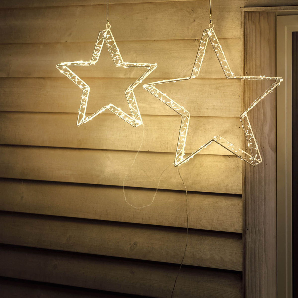 LED Stars Christmas Silhouette Ice And Warm White Timer Indoor  Home - Image 1