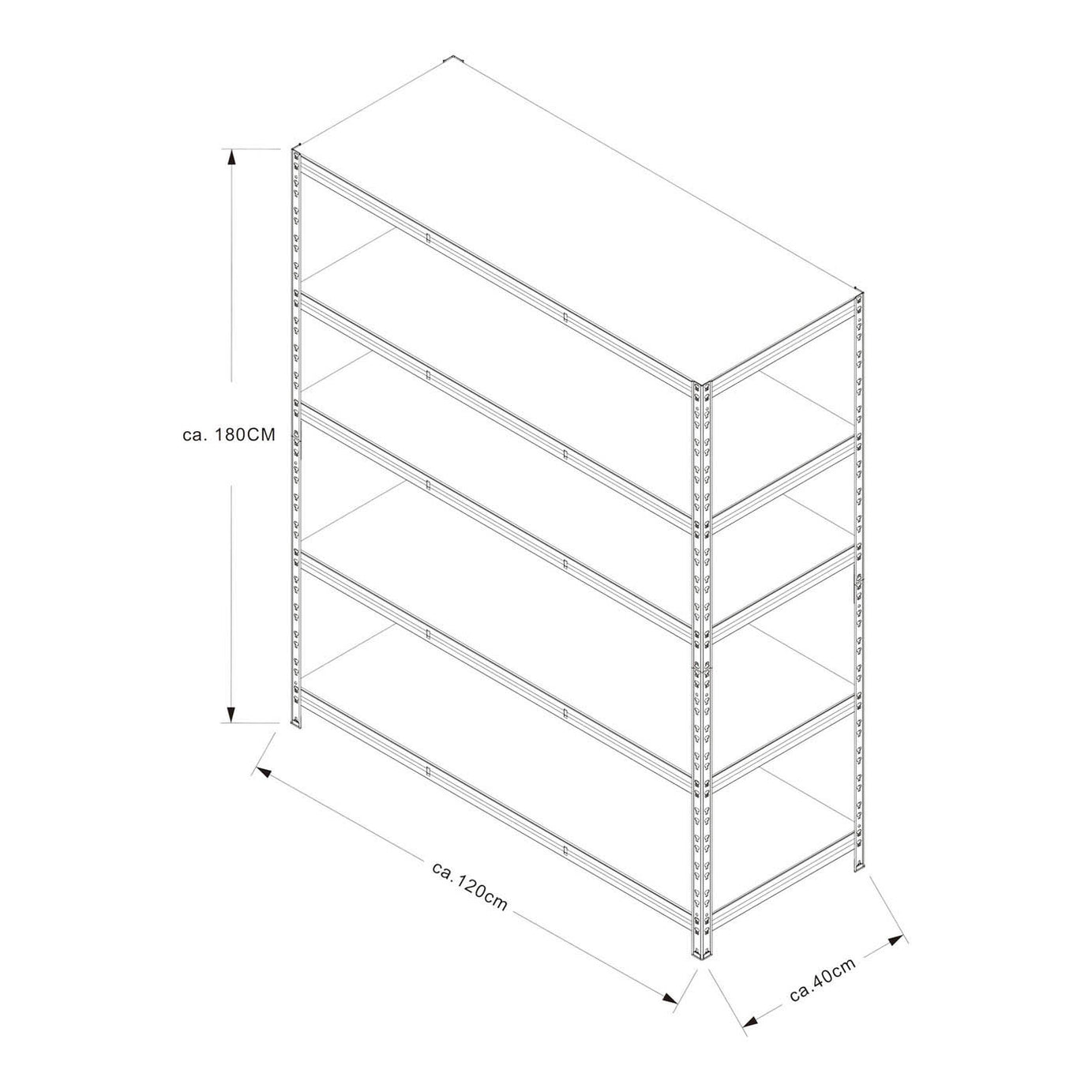 Garage Shelving Unit 5iTier MDF Steel Boltless Durable (H)1800 (W)1200 (D)400mm - Image 3
