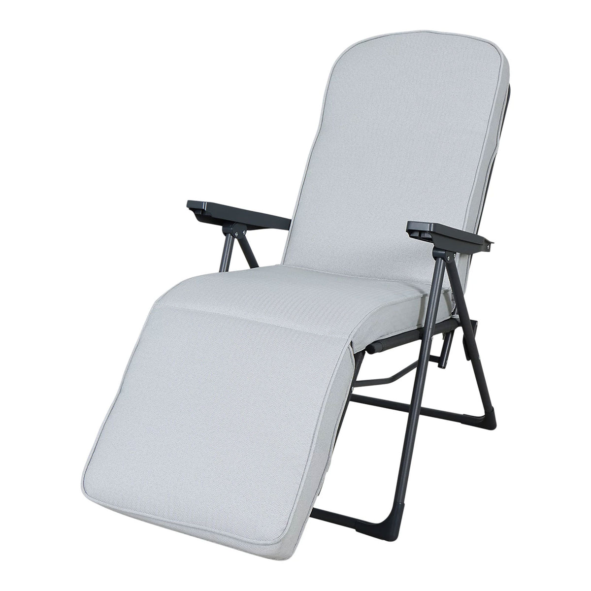 GoodHome Casima Grey Metal Recliner Outdoor Garden Lounge Chair - Image 1