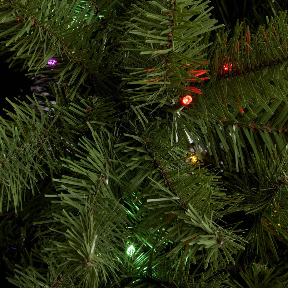 Christmas Tree 6ft Pre-Lit Green Artificial LED 200 Multicolour Hinged Indoor - Image 10