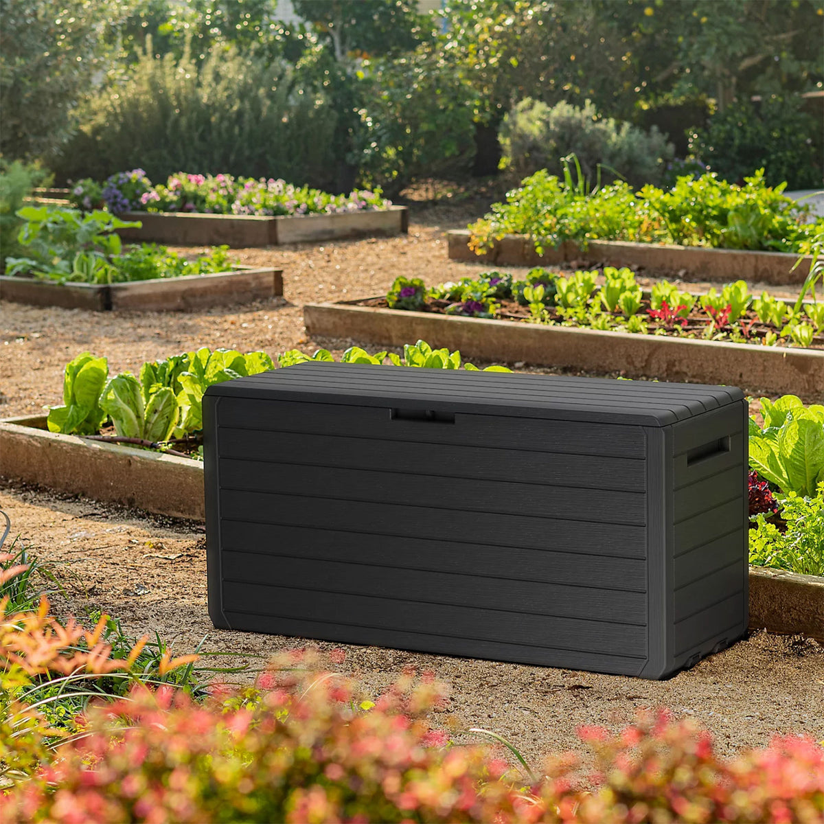 Keter Atlas 270L Garden Storage Box Grey Outdoor Waterproof Utility Chest - Image 1