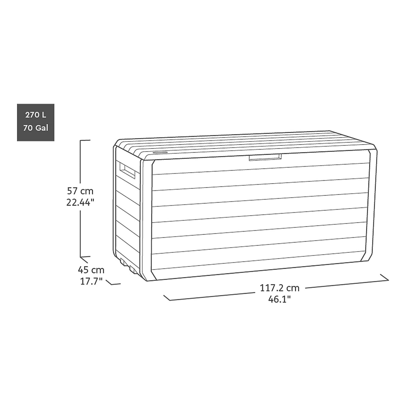 Keter Atlas 270L Garden Storage Box Grey Outdoor Waterproof Utility Chest - Image 6