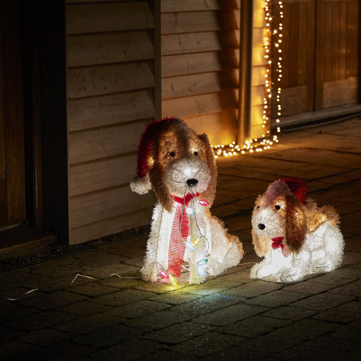 Christmas Dogs Silhouette LED Freestanding Ice White Indoor Outdoor (H) 500mm - Image 2