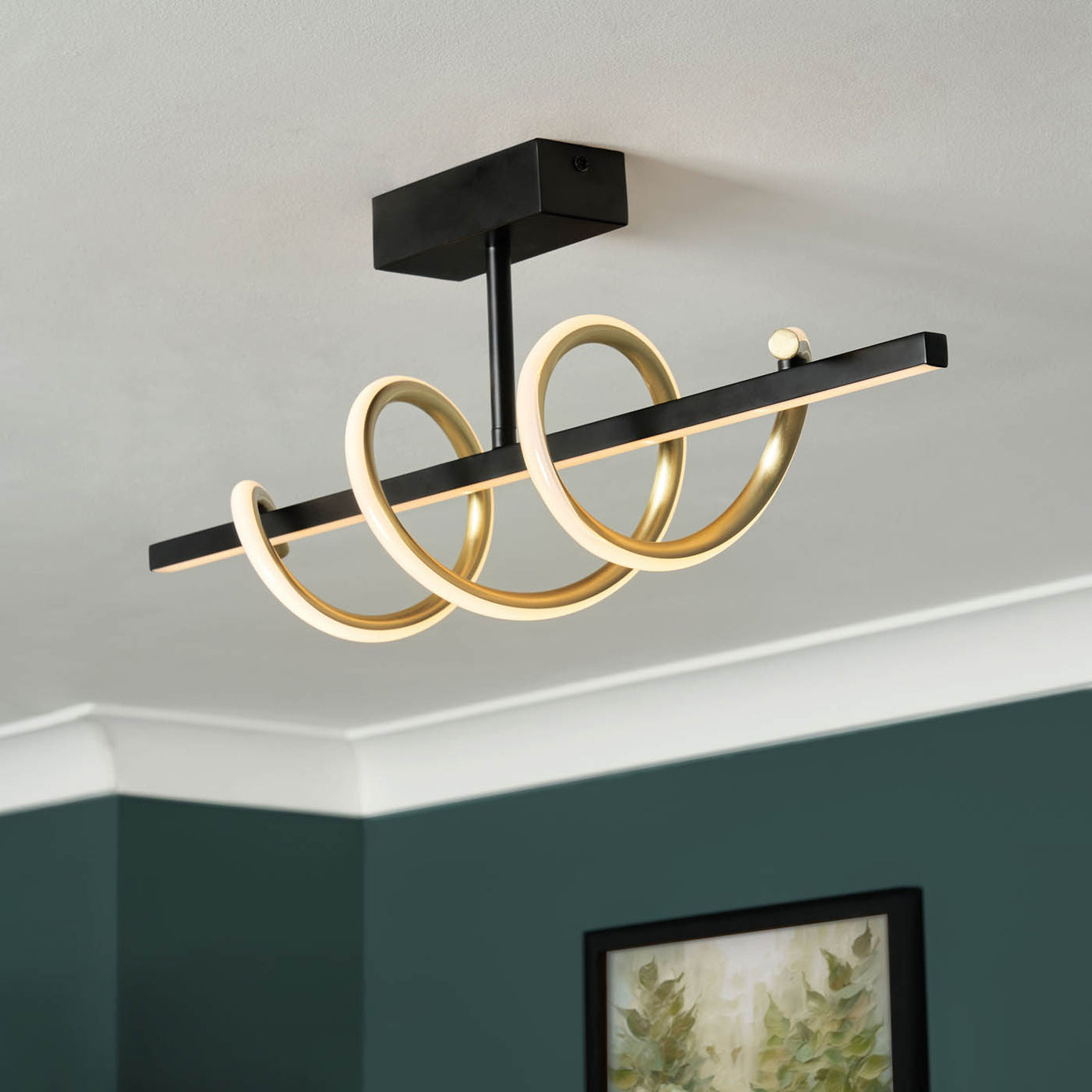Inlight Hadston LED Ceiling light Spiral Matt Aluminium & plastic Black - Image 1