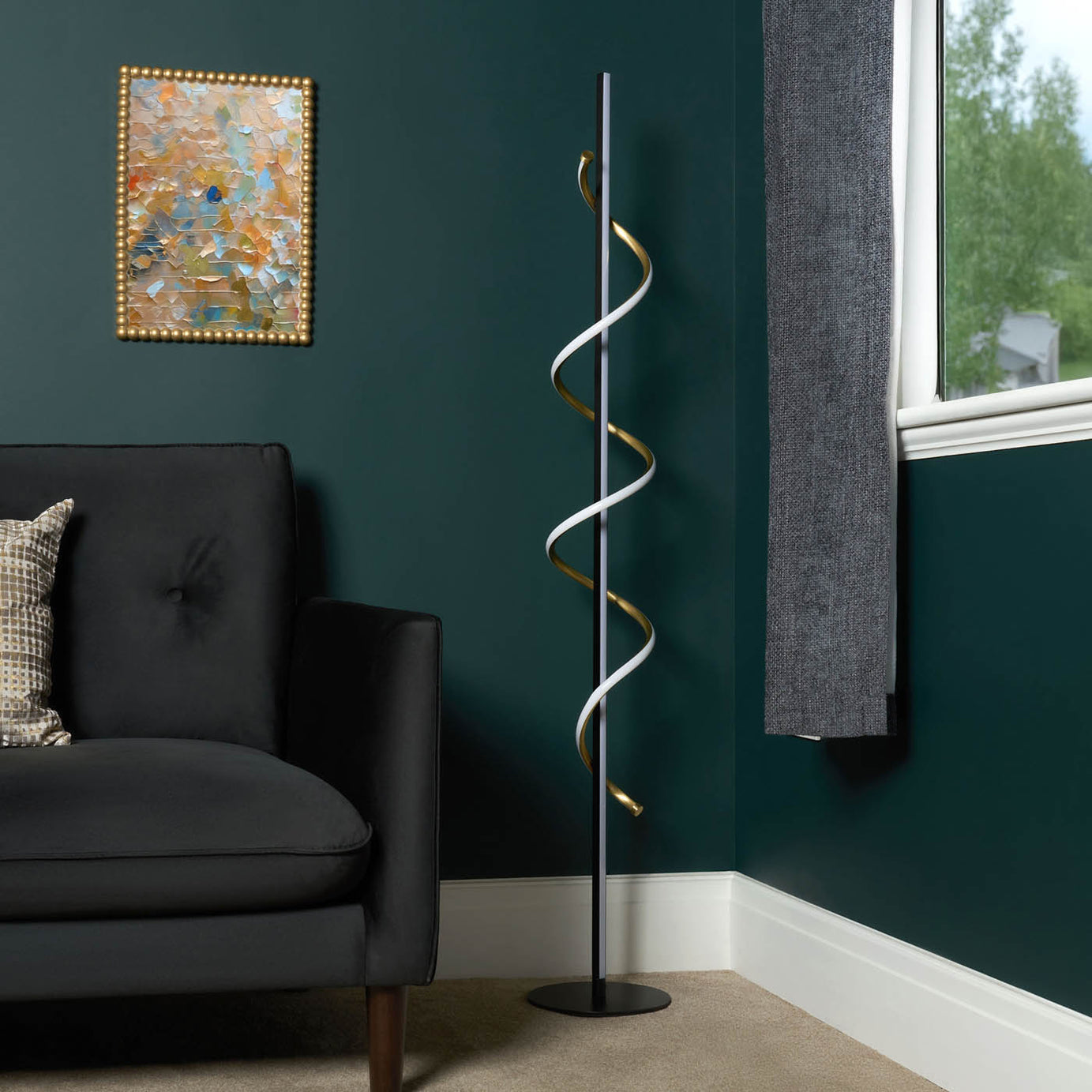 Inlight LED Floor lamp Hadston Spiral Matt Black Modern Warm White Slim Vertical - Image 4