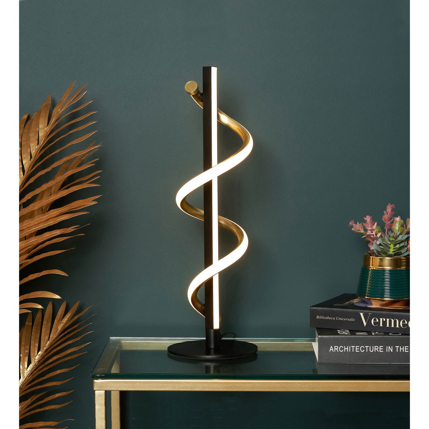 Inlight Table Lamp LED Integrated Spiral Matt Black Brass Finish Modern - Image 4