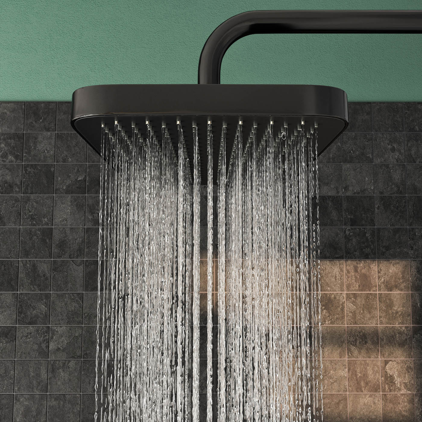 Thermostatic Mixer Shower Matt Black 3 Spray Patterns Exposed Dual Square Head - Image 10