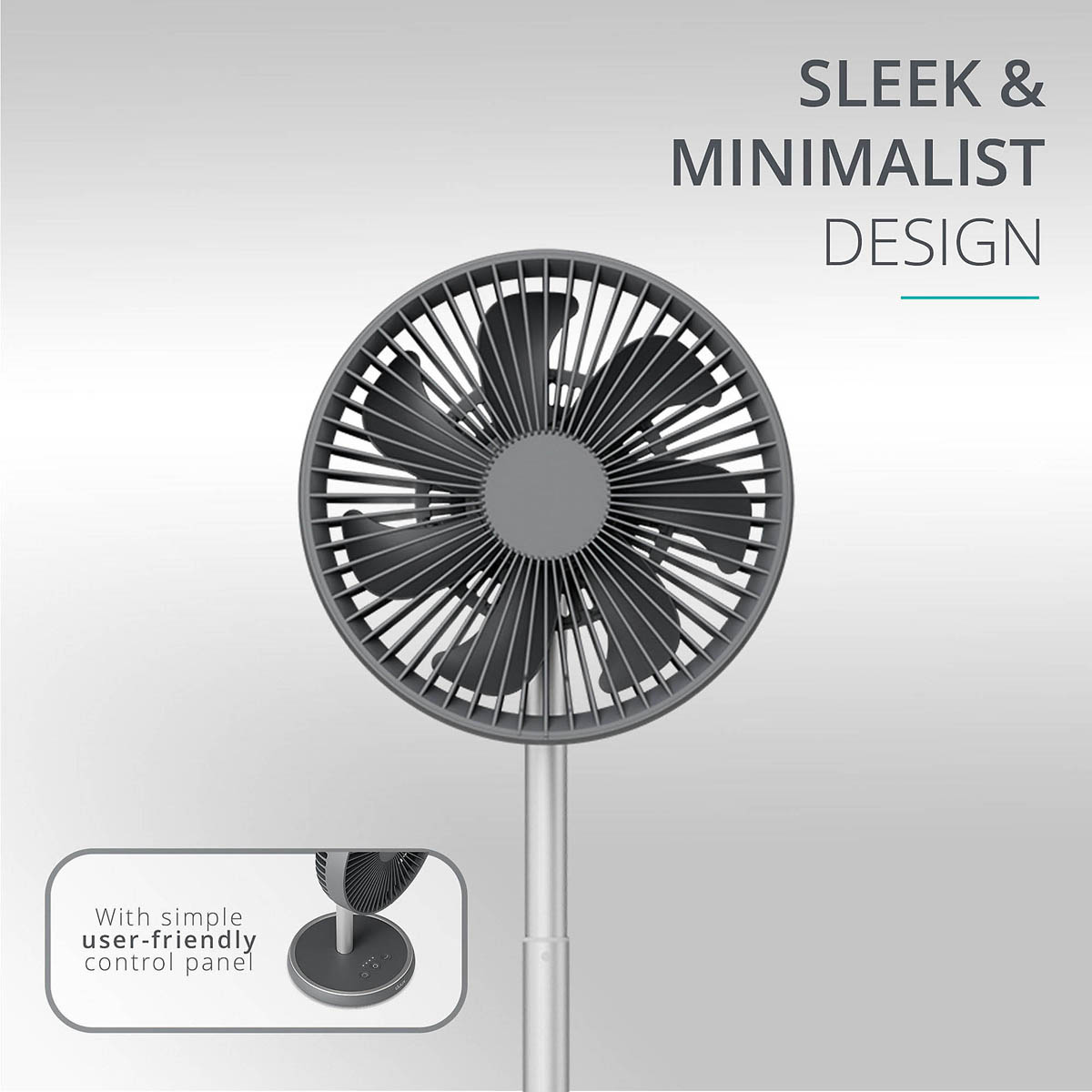 Duux Desk Fan 8" Charcoal Quiet 4 Speed Oscillating Tilting Adjustable Height - Image 8