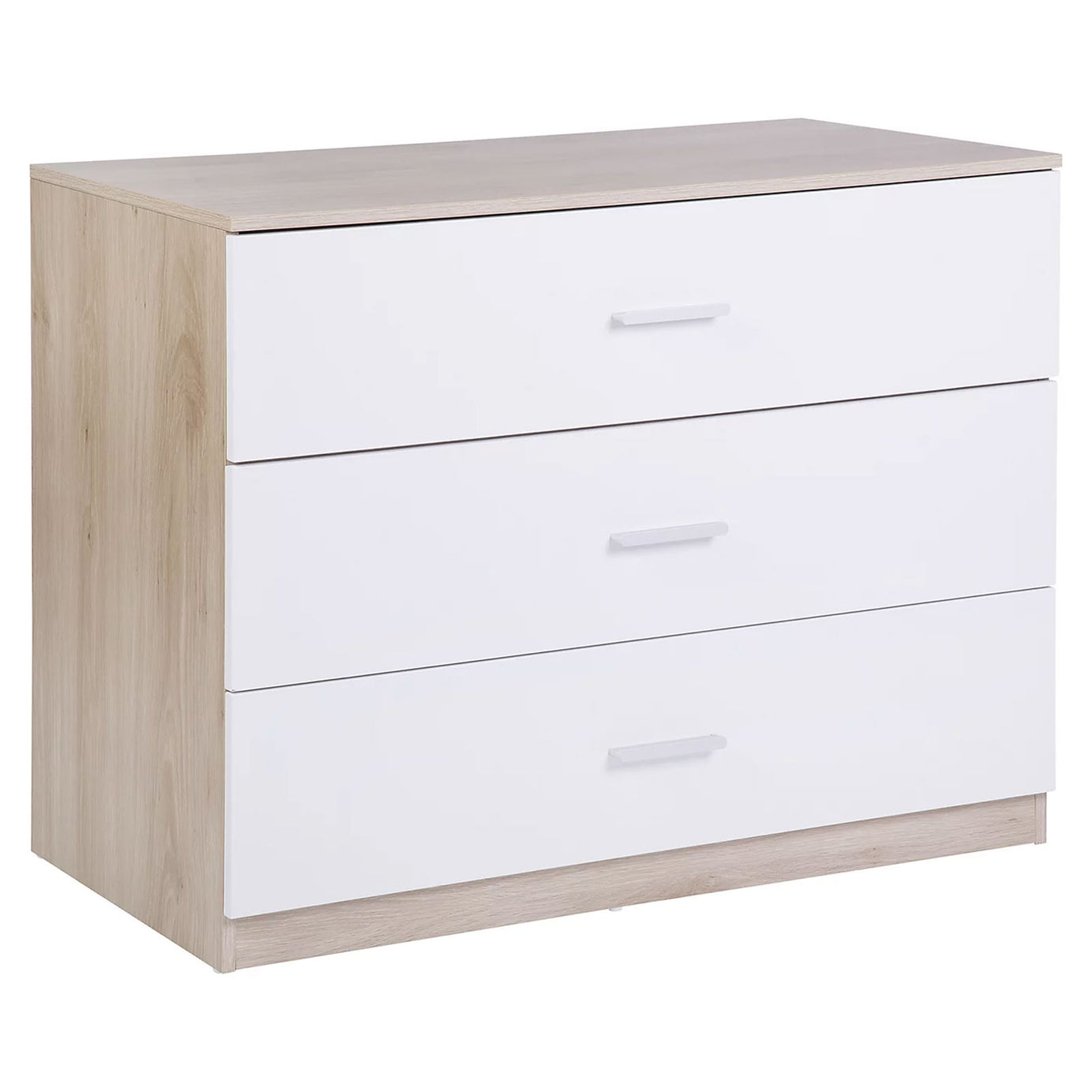 Hadwell 3 Drawer Chest White Natural Oak Effect Bedroom Storage Unit - Image 2