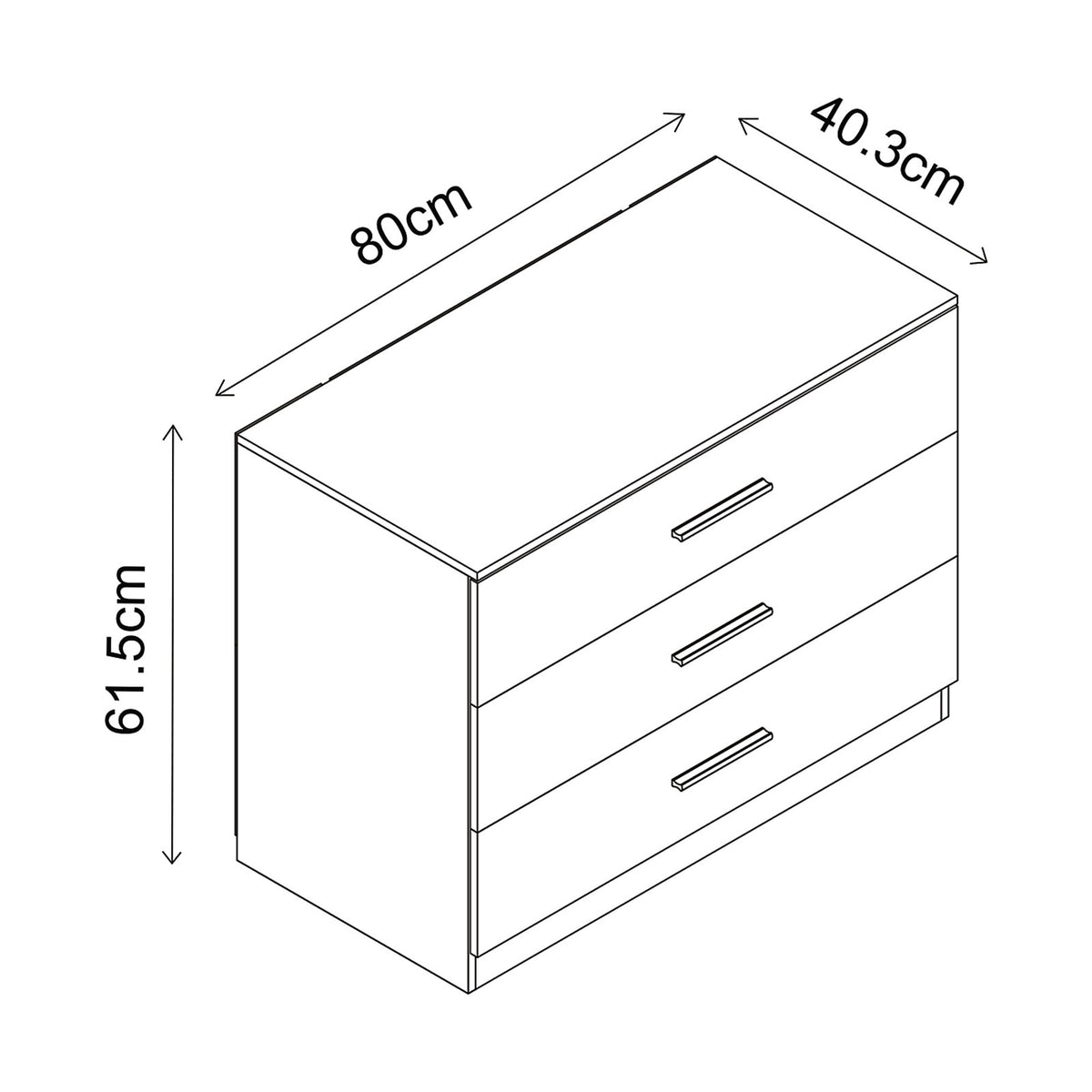 Hadwell 3 Drawer Chest White Natural Oak Effect Bedroom Storage Unit - Image 8