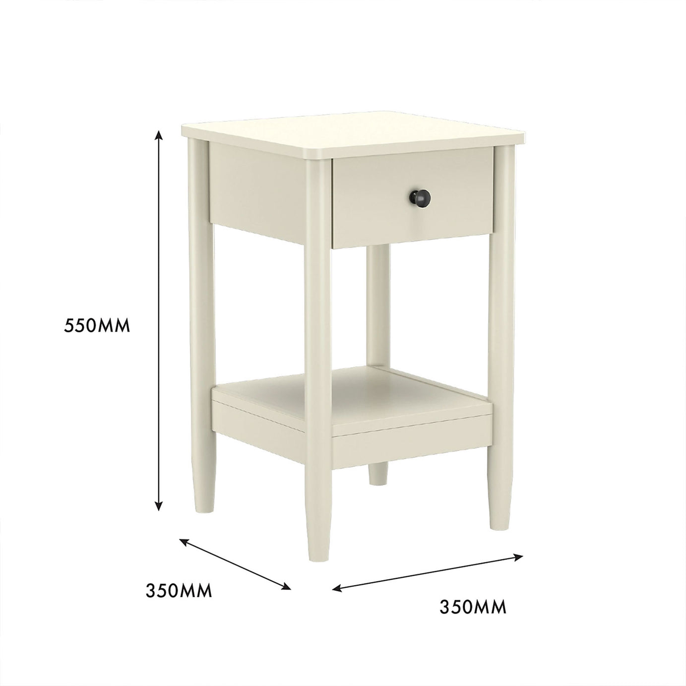 Natural Cream 1 Drawer Bedside Cabinet Painted Bedroom Side Table Chest - Image 5