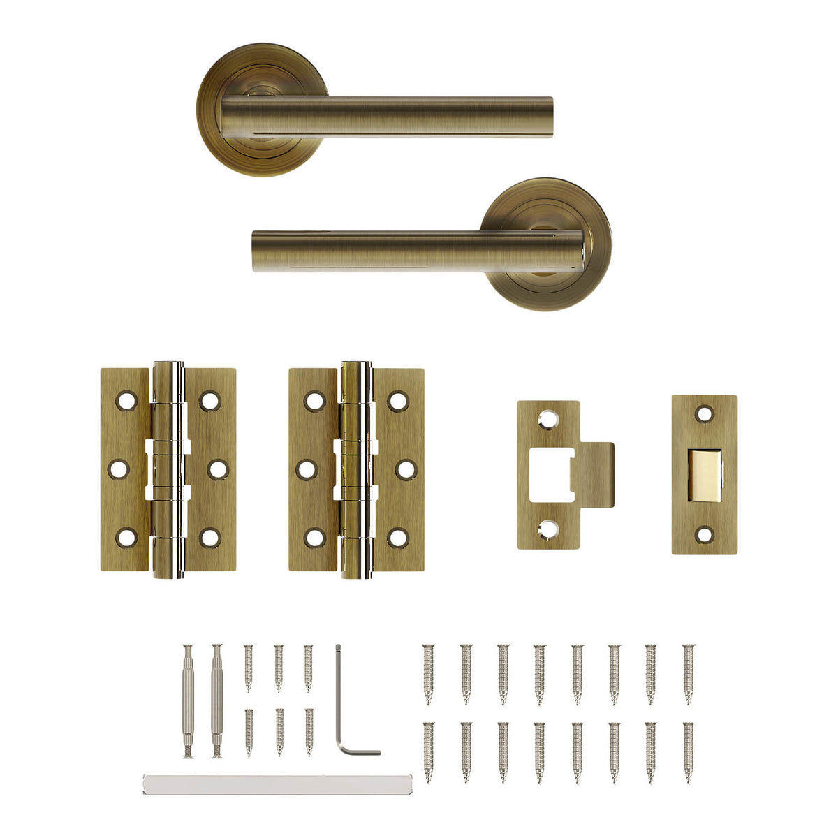 Asker Brushed Antique brass effect Straight Lever on rose Door handle (L)124.5mm, Pack of 3 - Image 7