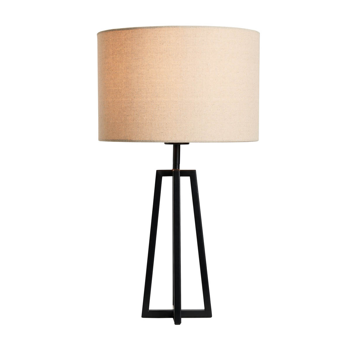 Inlight Table Lamp Natural Round Drum Matt Black Frame Modern Minimalist - Image 3