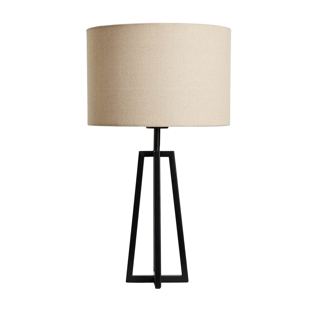 Inlight Table Lamp Natural Round Drum Matt Black Frame Modern Minimalist - Image 8
