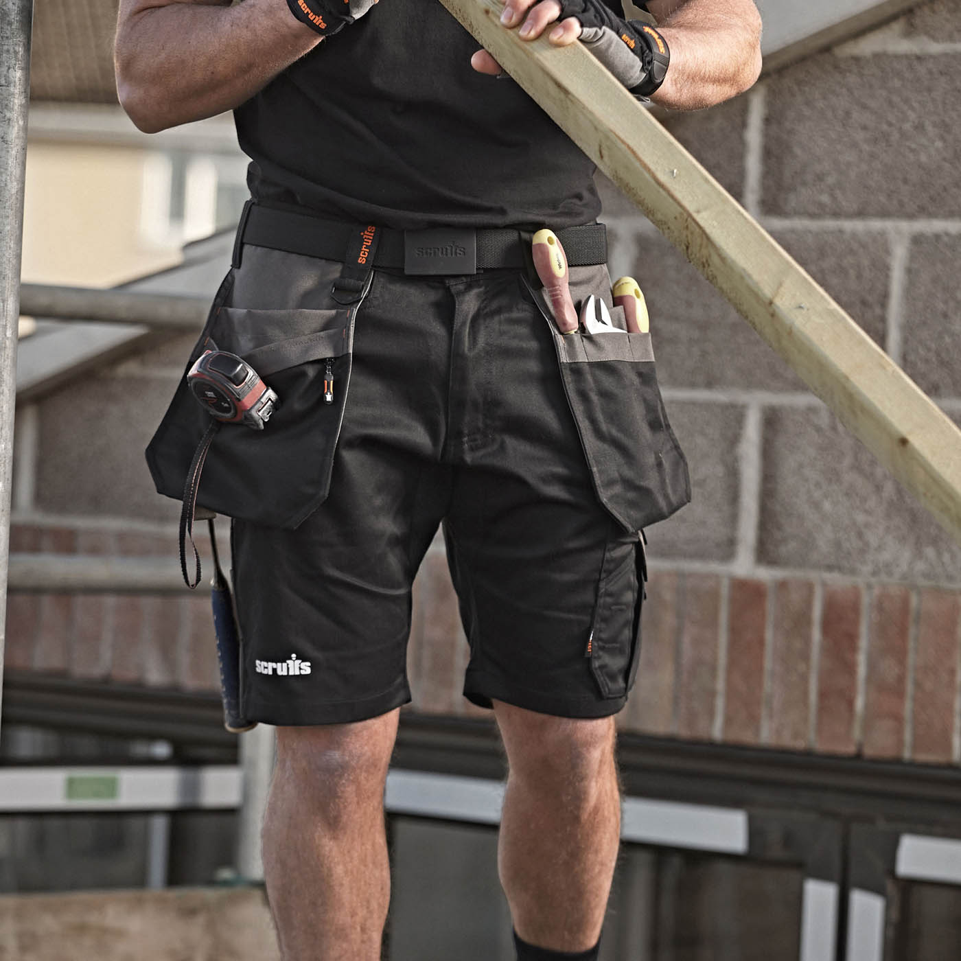 Scruffs Work Shorts Men's Worker Plus Regular Fit Black Multi Pockets Cargo W32 - Image 2