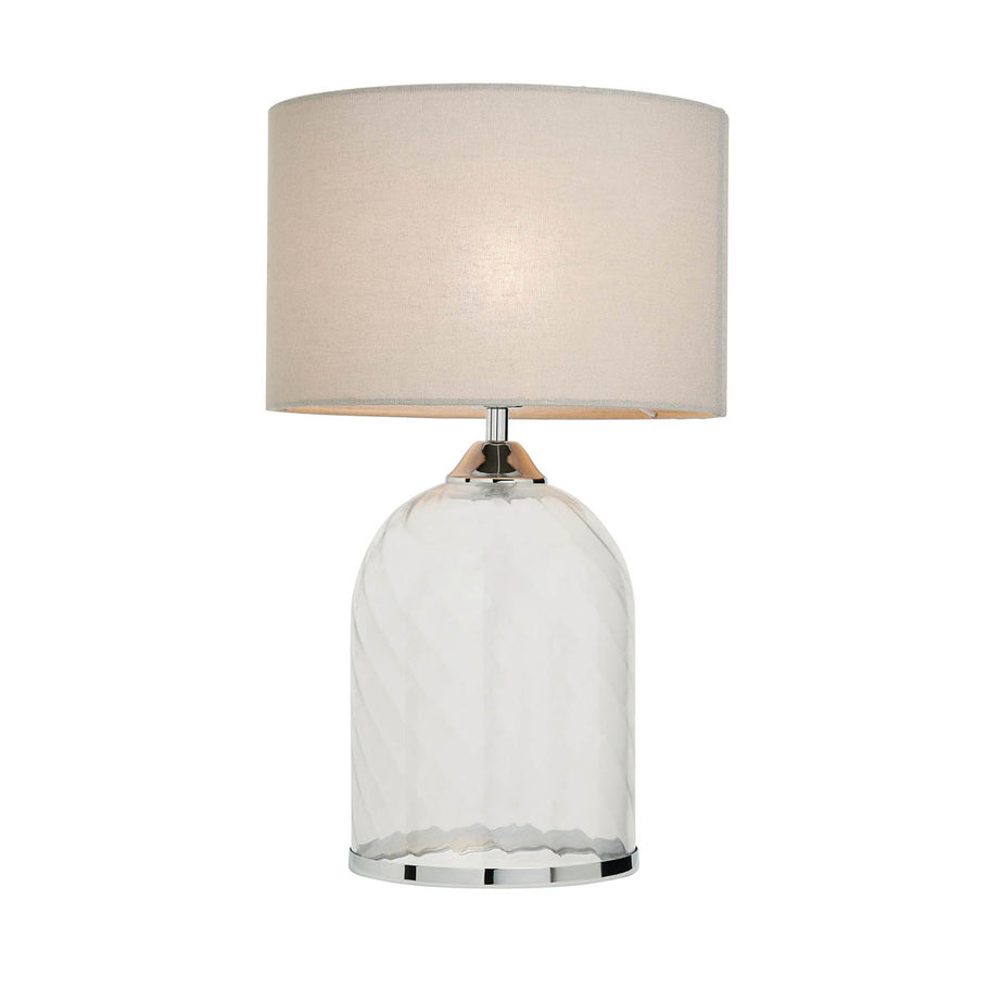 Inlight Table Lamp Clear Ribbed Glass Base Grey Shade Round Modern (Dia)280 mm - Image 2