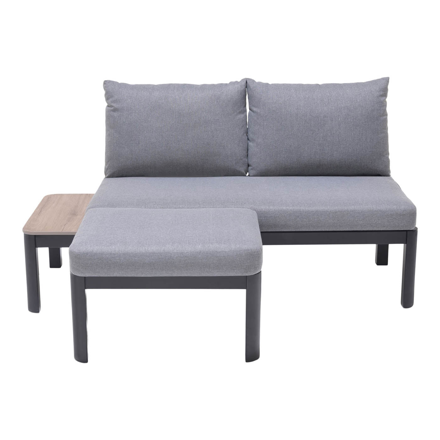 Garden Modular Corner Furniture Set 2 Seater Grey Metal Removable Cover - Image 5