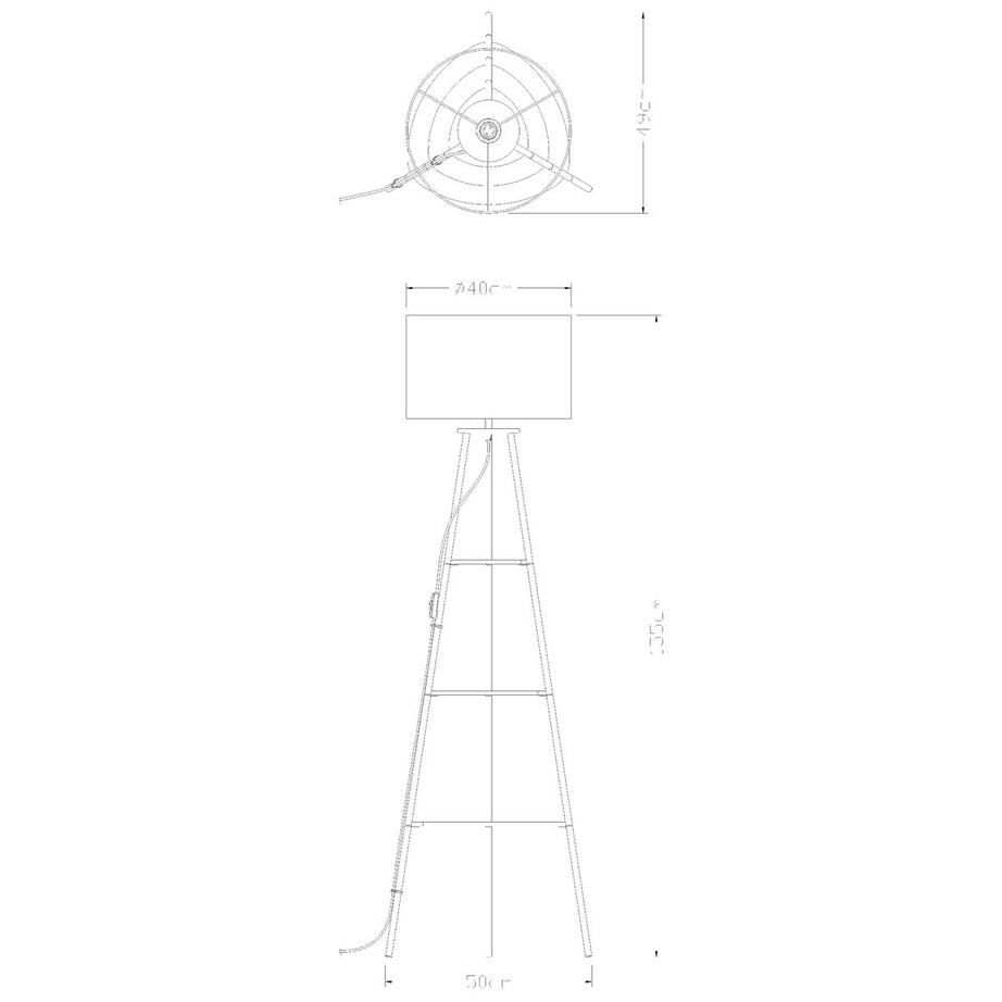 Aspen Floor Lamp With Shelves Matt Grey Drum Shade Modern Livingroom (H)155cm - Image 2