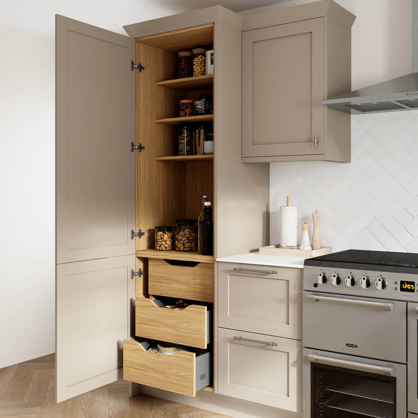 Kitchen Internal 3 Drawer Front Matt brown Oak Effect Modern 715x56x18mm - Image 4