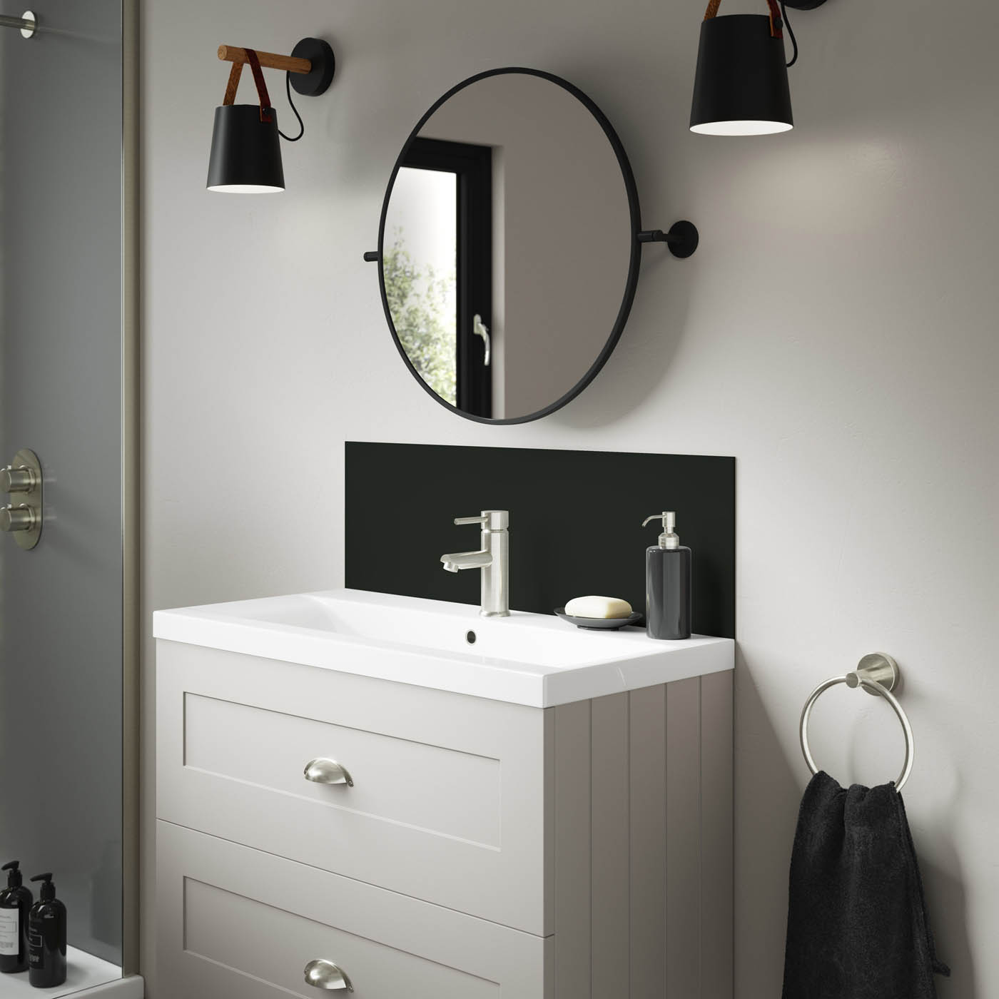 Splashwall Alloy Matt Midnight grey green Aluminium Double-sided  (H)25x (W)80cm - Image 3