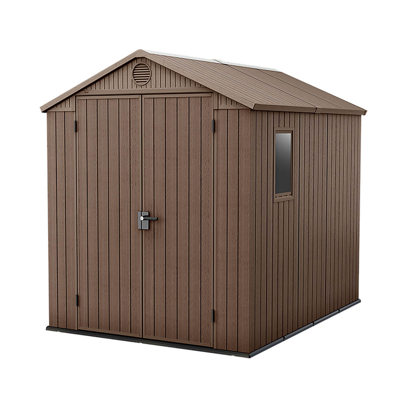 Keter Garden Shed 8x6ft Plastic Brown 2 Door Storage With Floor And 1 Window - Image 1