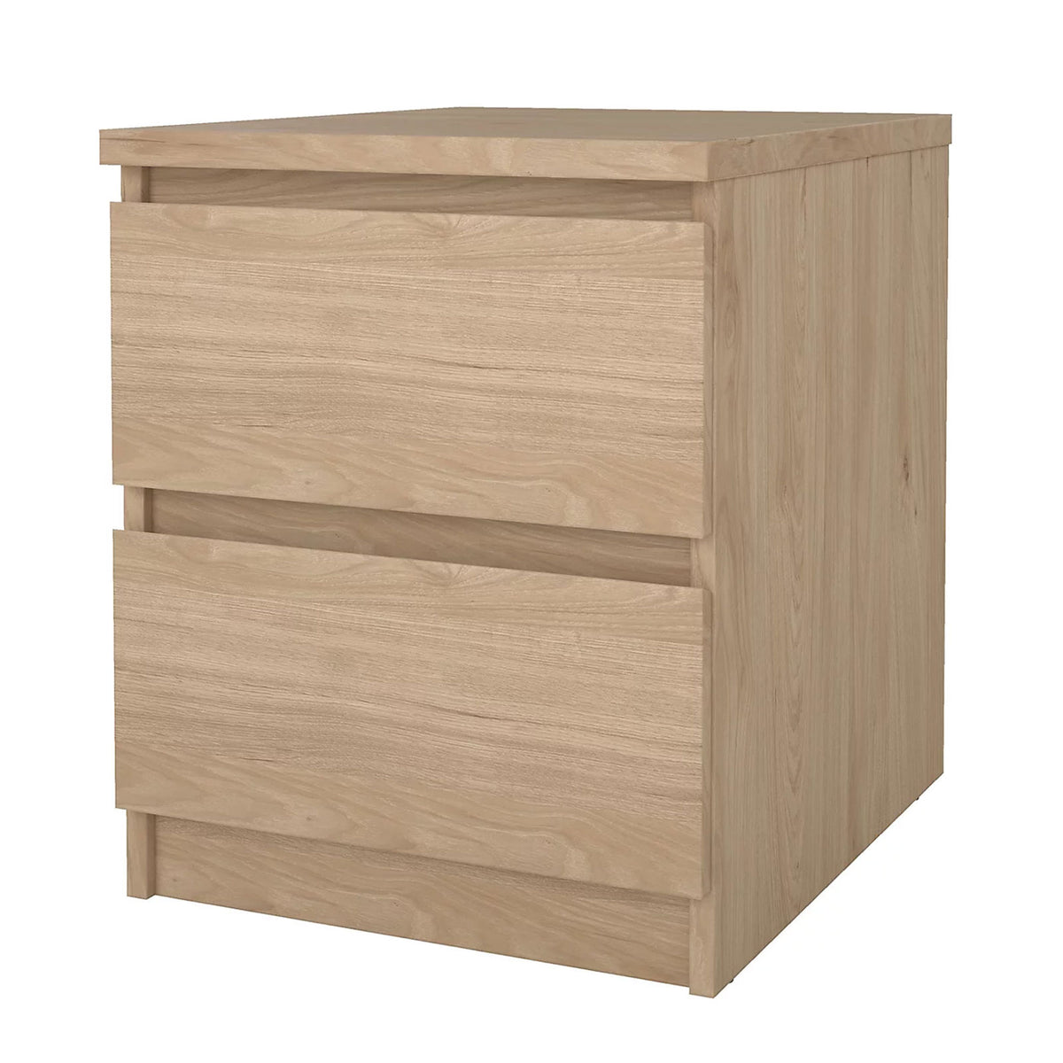 Esla Jackson Hickory 2 Drawer Bedside Table Wood Effect Bedroom Cabinet - Image 1
