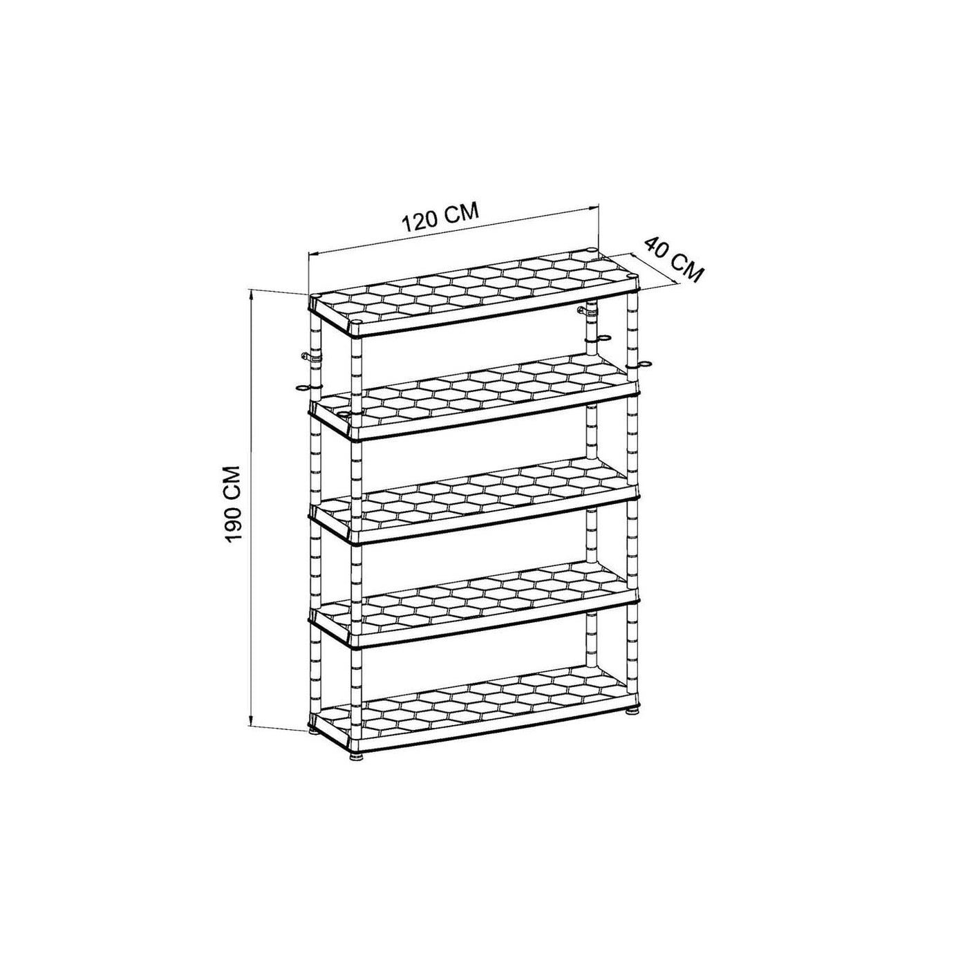 Garage Shelving Unit Plastic 5-Tier Black Racking (H)1850 (W)1200 (D)400mm - Image 3